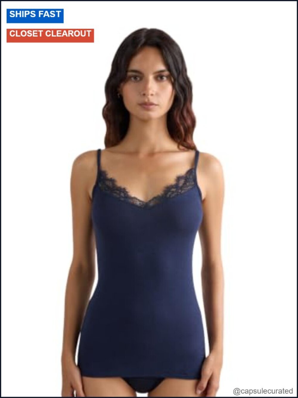 Modal Cashmere Blend Lace Trim Camisole Top